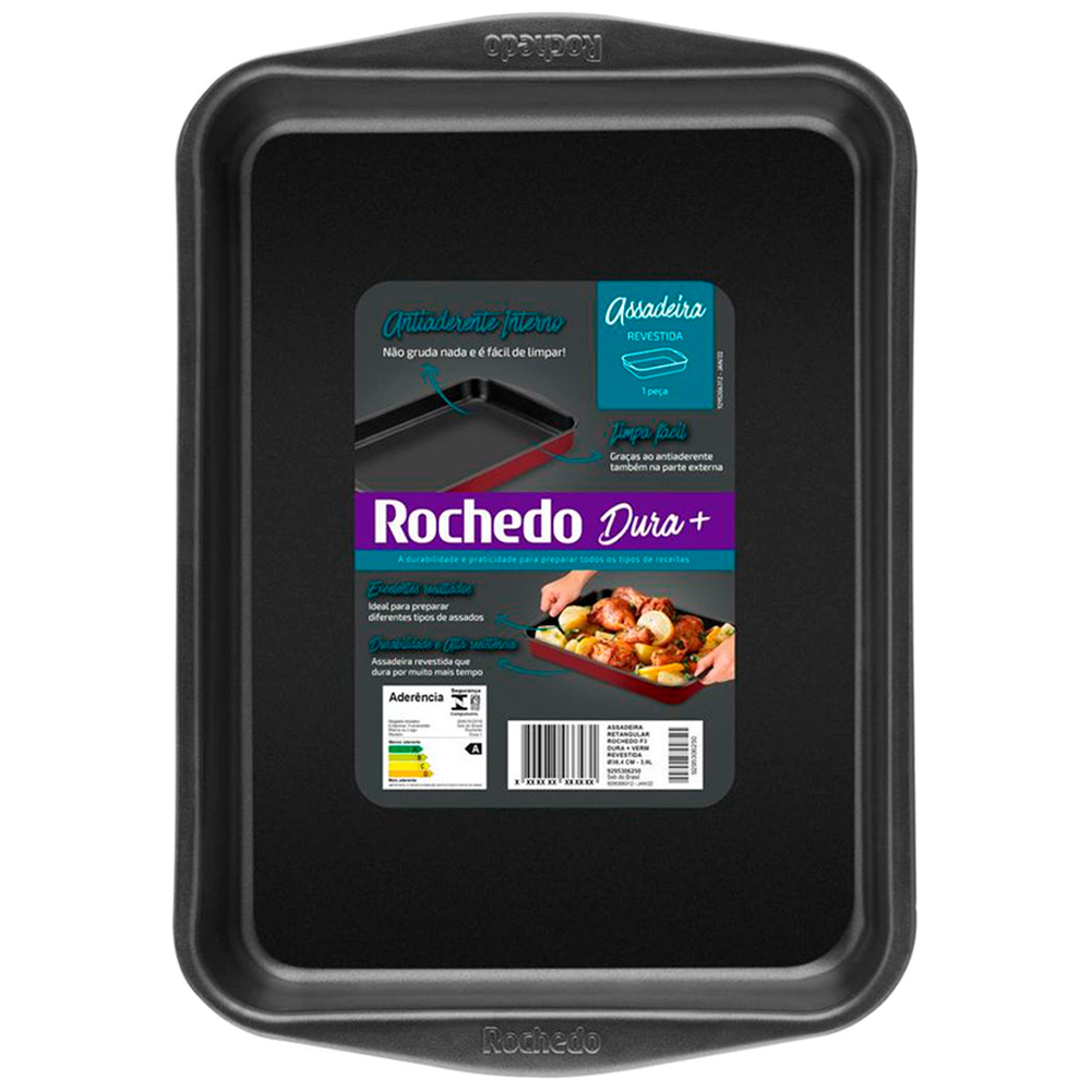 Assadeira Retangular Funda 44cm Antiaderente 6L Rochedo Dura+ — foto 3