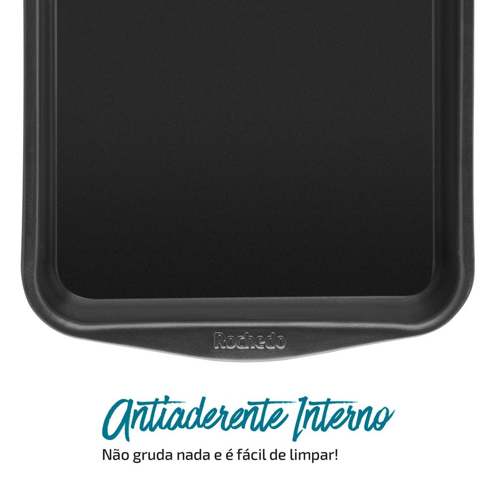 Assadeira Retangular Funda 44cm Antiaderente 6L Rochedo Dura+ — foto 13