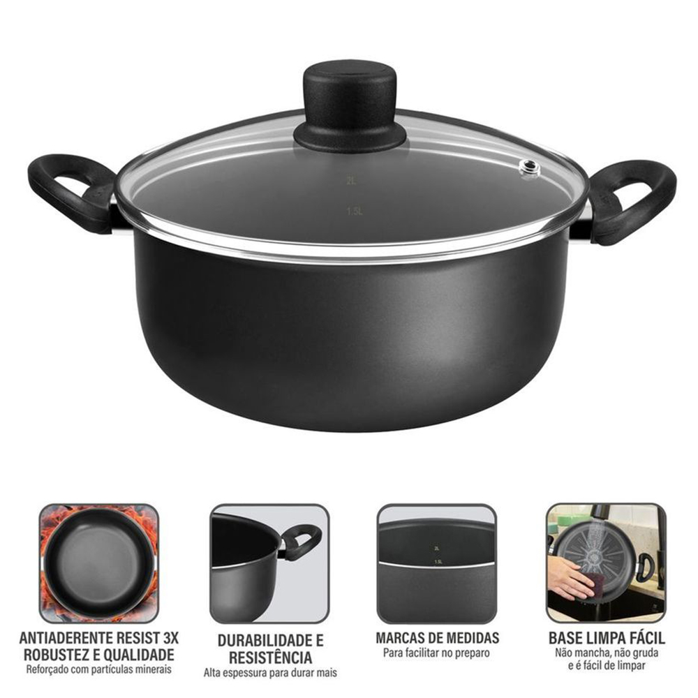 Caçarola Rochedo Robusta 4,6L 24cm Antiaderente — foto 7