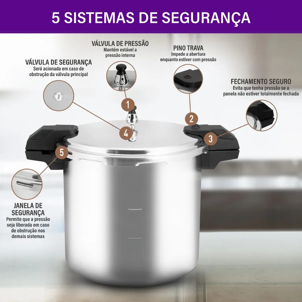 Panela de Pressão Rochedo Alumínio 20L Pro — foto 7