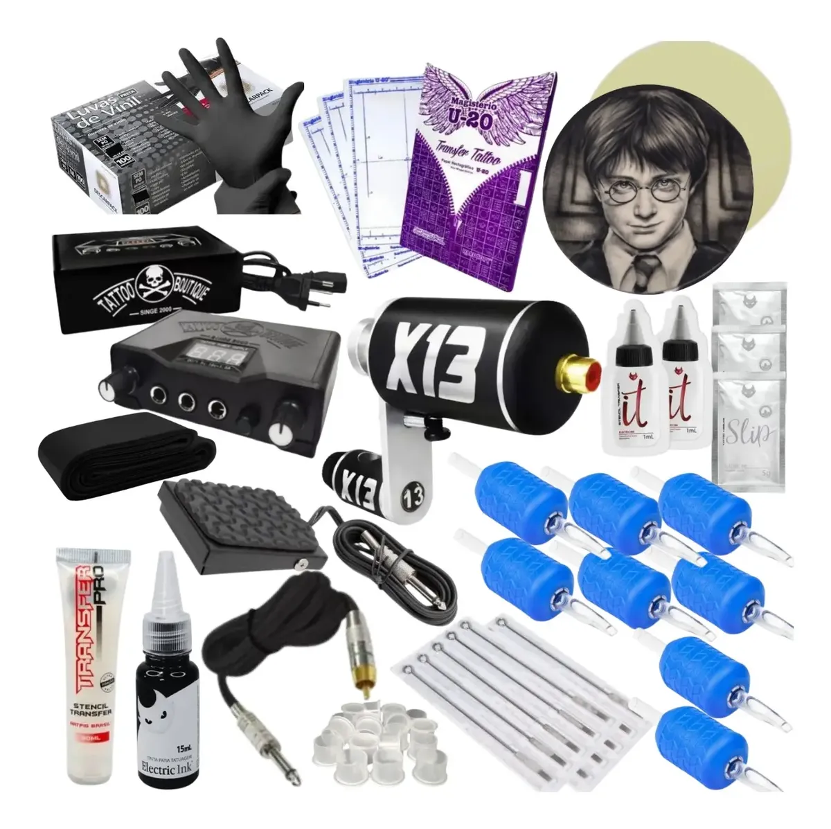 Kit Tatuagem Completo Máquina X13 Profissional Tatto