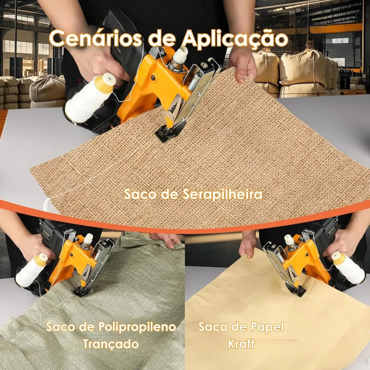 Máquina De Costura Elétrica Portátil P/ Saco Sacaria — foto 3