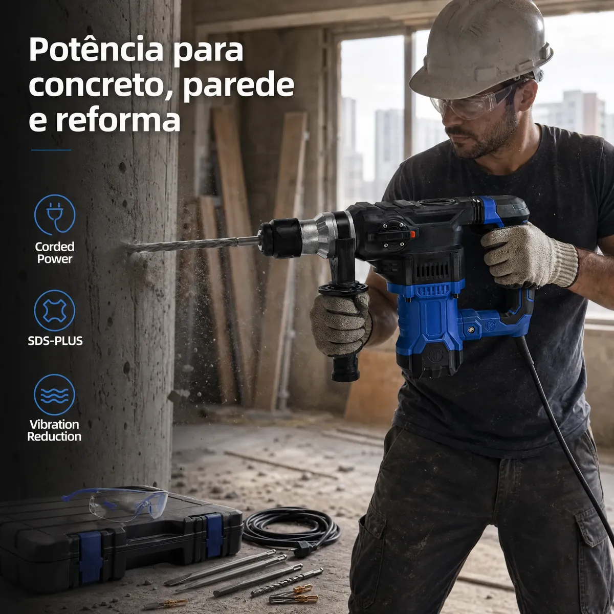 Martelete Rompedor 2000w Sds Plus Perfurador Profissional — foto 4