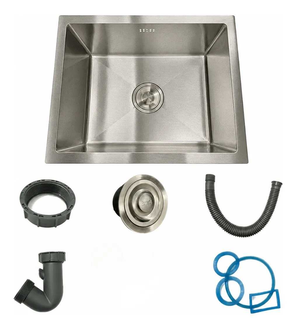Cuba Inox Escovado Quadrada 50x40 Gourmet Com Acessórios — foto 4