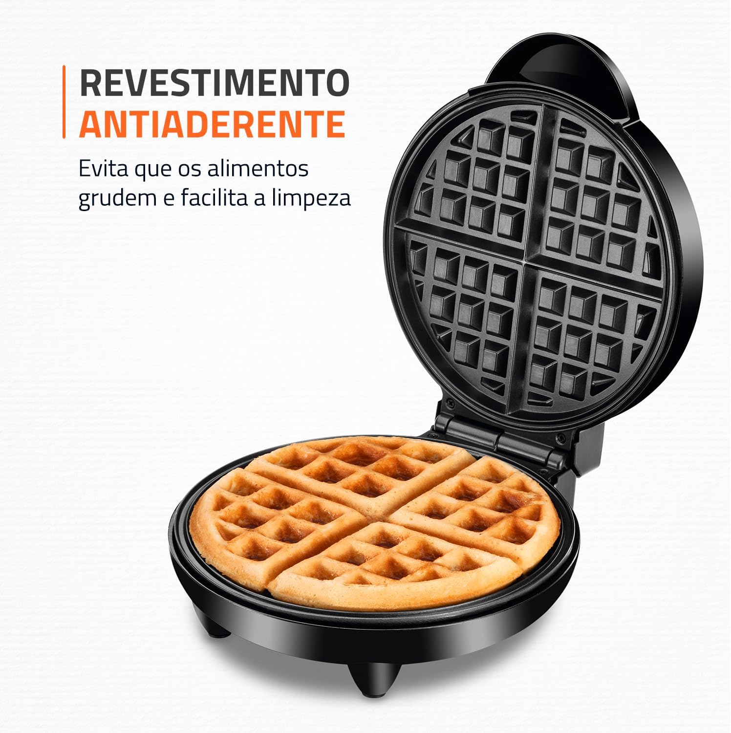 Máquina de Waffles Mondial W-04 1200W Antiaderente para 4 Waffles — foto 3
