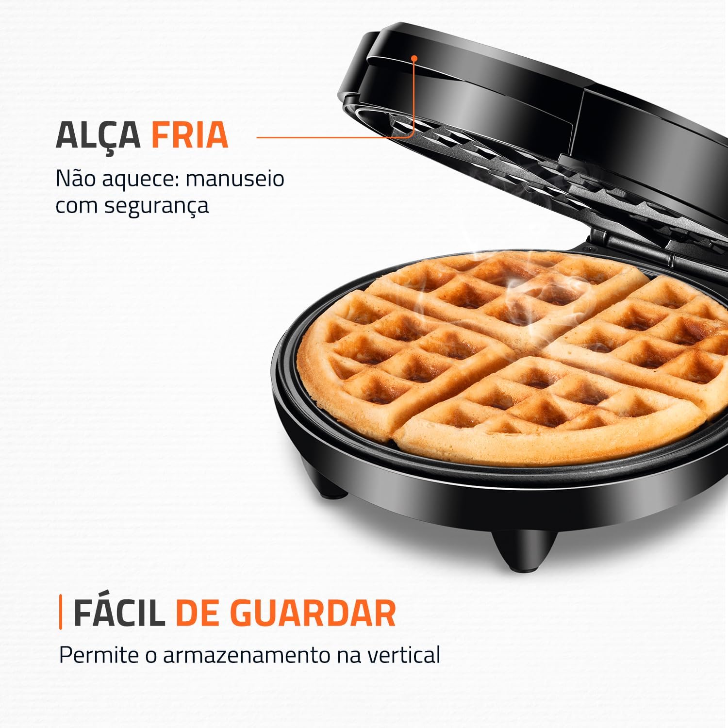 Máquina de Waffles Mondial W-04 1200W Antiaderente para 4 Waffles — foto 6