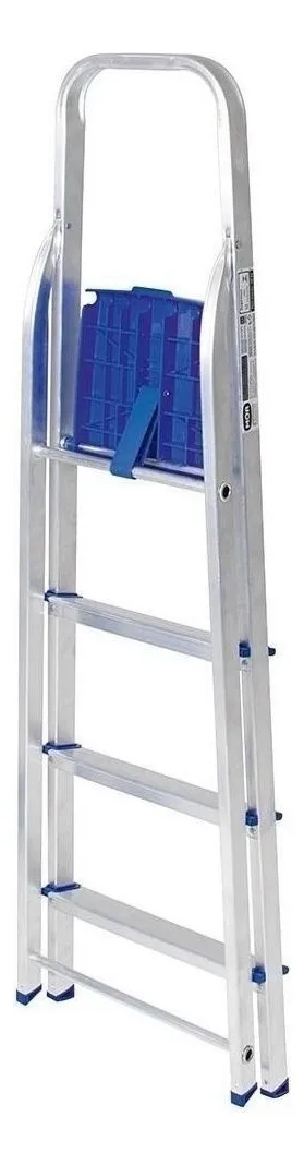 Escada Alumínio 4 Degraus Prateado/Azul — foto 3