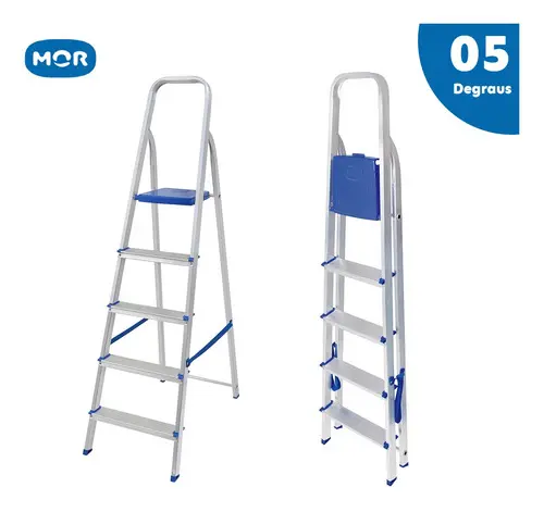 Escada Doméstica Em Aluminio 5 Degraus Real — foto 3