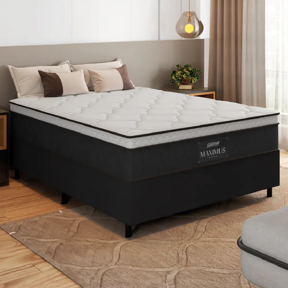 Cama Box Casal Gazin Maximus Molas Ensacadas Cinza — foto 3