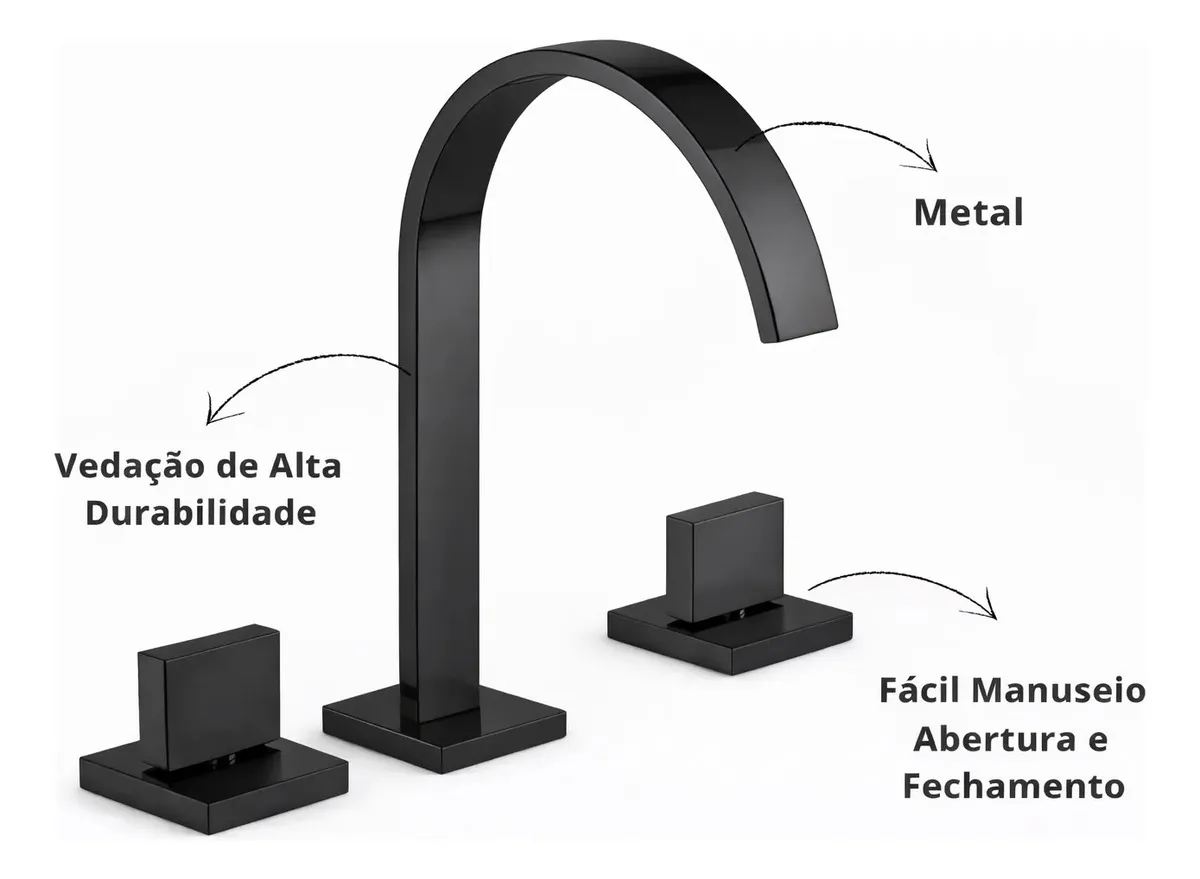 Torneira De Luxo  Sollux Slim Bicomando, Preta Fosca — foto 3
