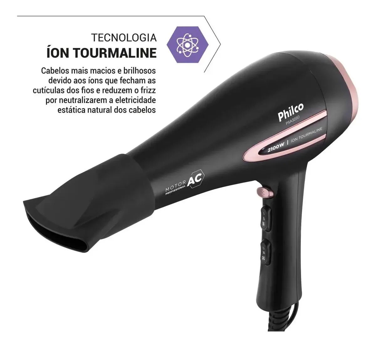 Secador De Cabelo Philco 2100w Íon Com Difusor — foto 3