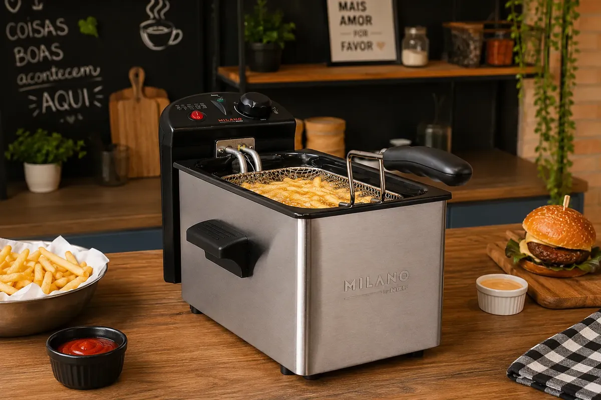 Fritadeira Elétrica Com Tampa Milano 3 Litros Inox — foto 3