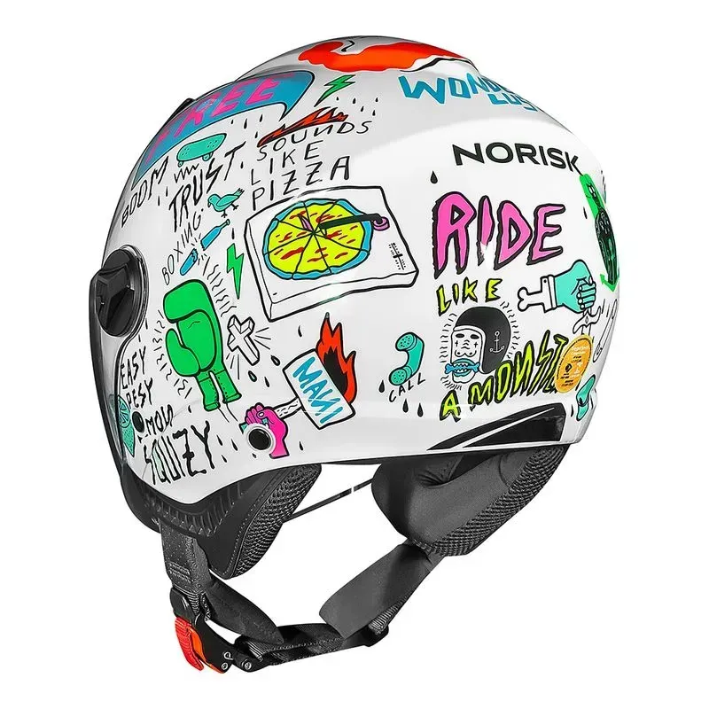 Capacete No Risk Orion Sv Free Branco/laranja — foto 3