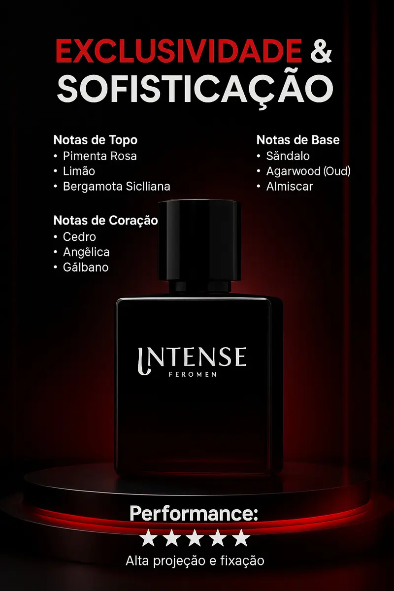 Perfume Masculino INTENSE Feromen 50ml Amadeirado Aromático Spray — foto 3