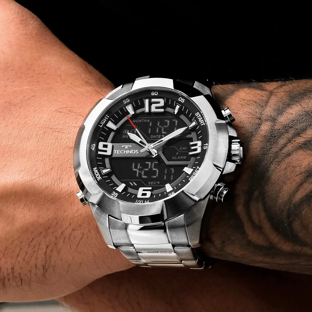 Relógio Technos Masculino Digitech Prata — foto 3