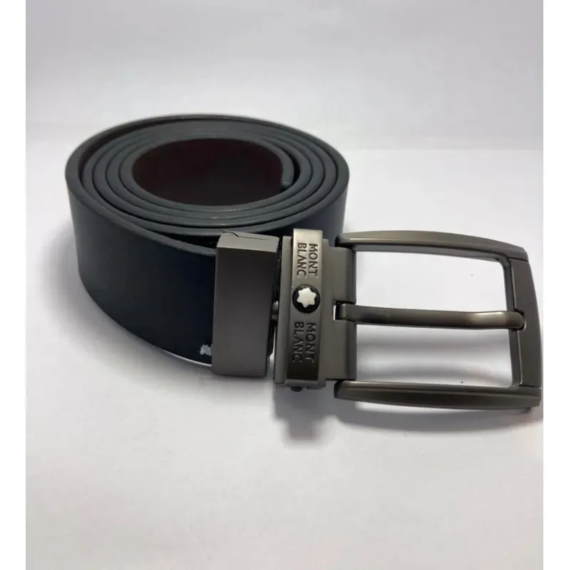 Cinto Couro Mont Blanc Reversivel Preto Marrom Masculino — foto 3