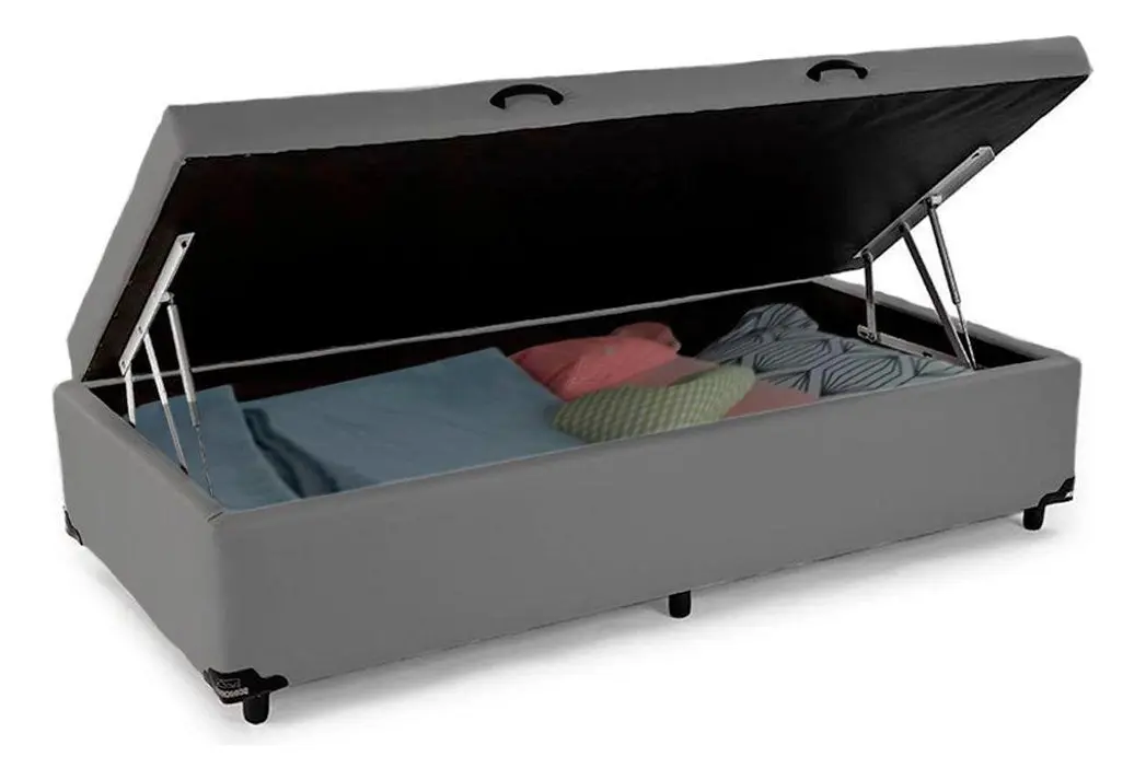 Cama Box Baú Solteiro Sintético Sereneprime Cinza 88x188x44 — foto 4