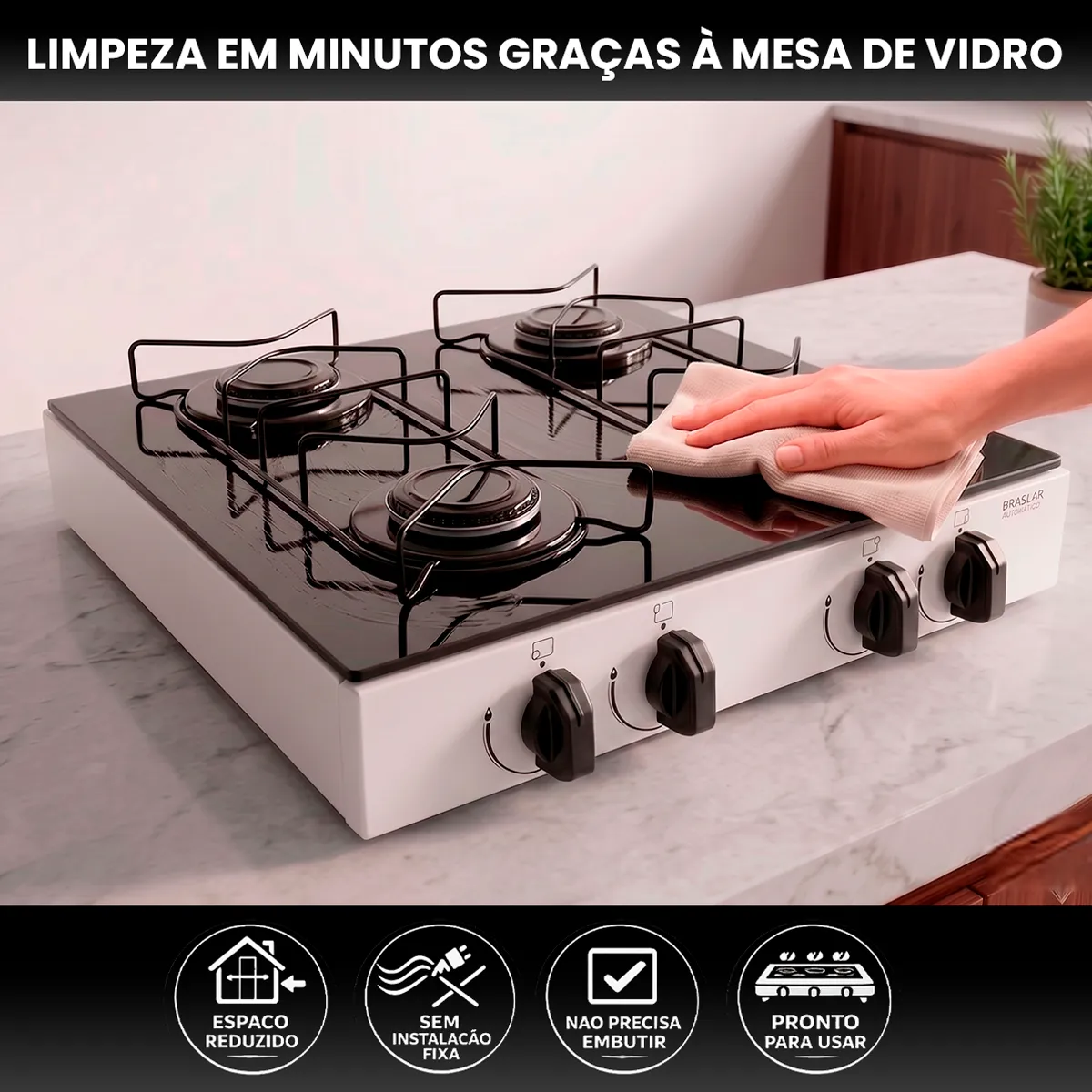Fogão Cooktop Asiático Vidro 4 Bocas Braslar — foto 4