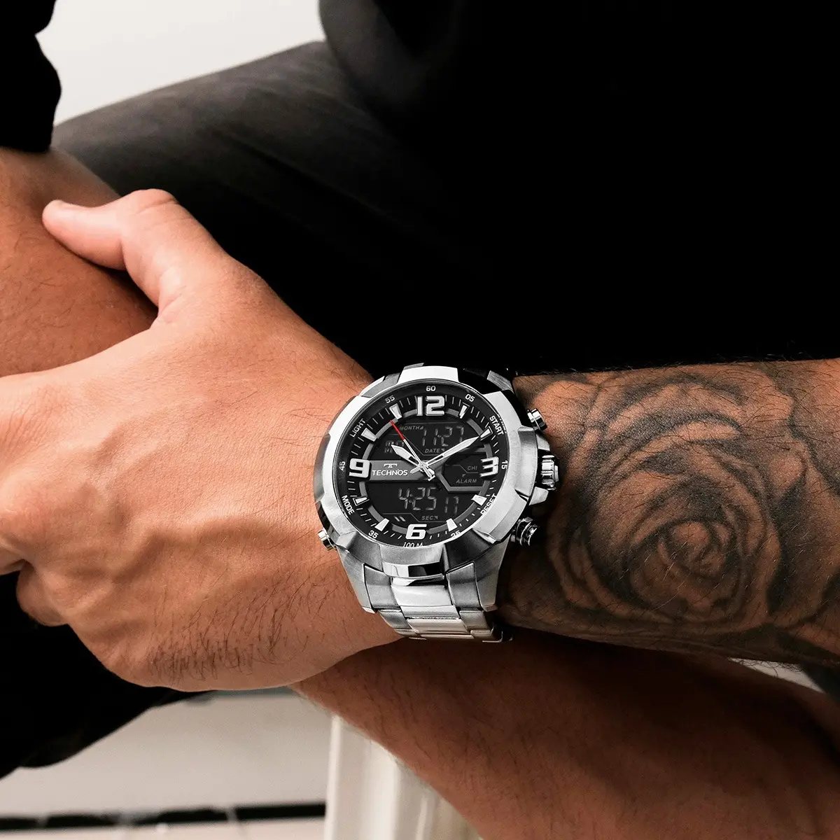 Relógio Technos Masculino Digitech Prata — foto 4