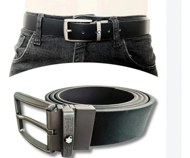 Cinto Couro Mont Blanc Reversivel Preto Marrom Masculino — foto 4
