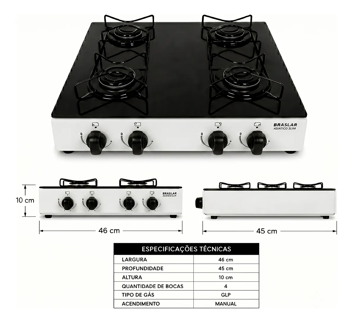 Fogão Cooktop Asiático Vidro 4 Bocas Braslar — foto 5