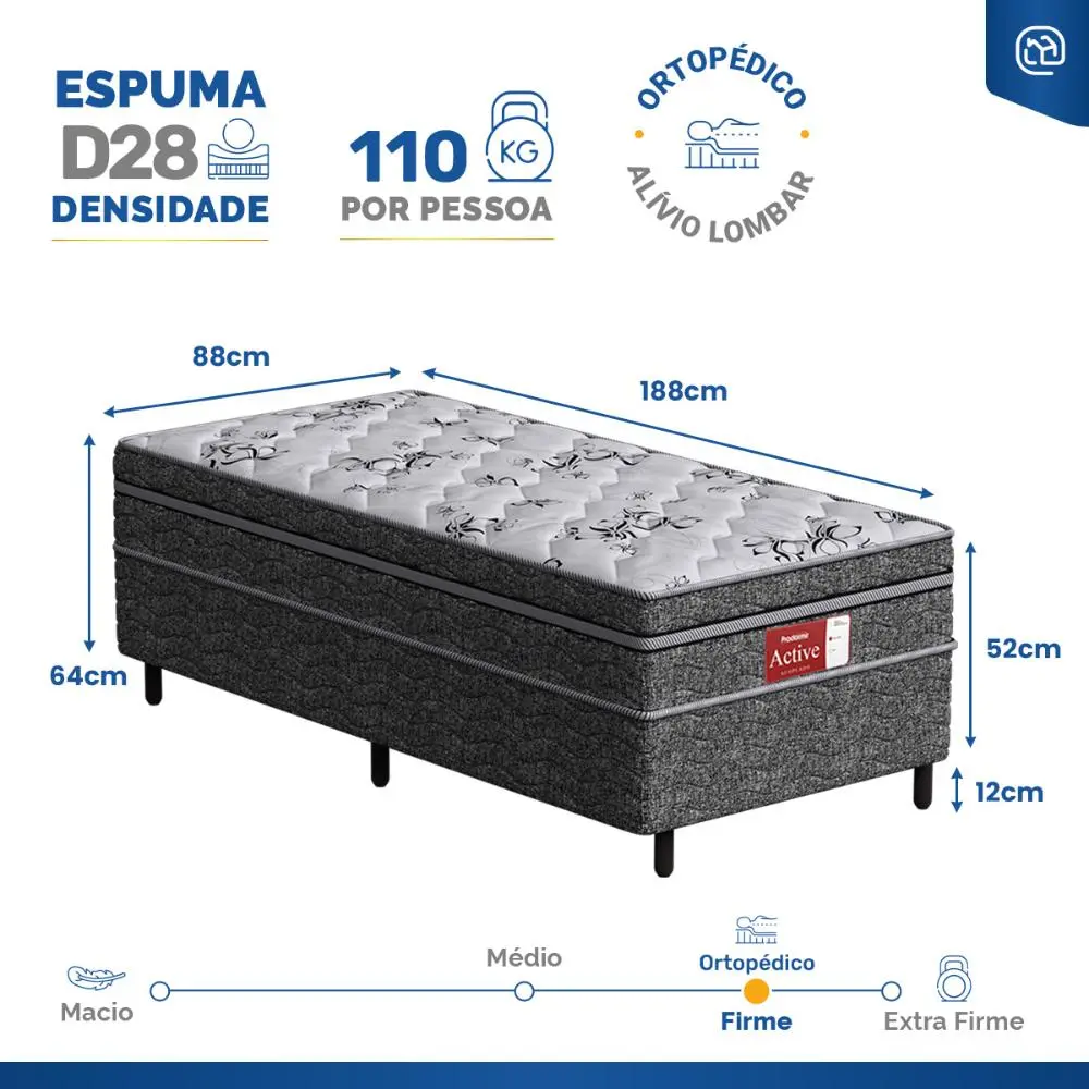 Cama Box Conjugada Probel Espuma D28 Ortopédico Solteiro — foto 5