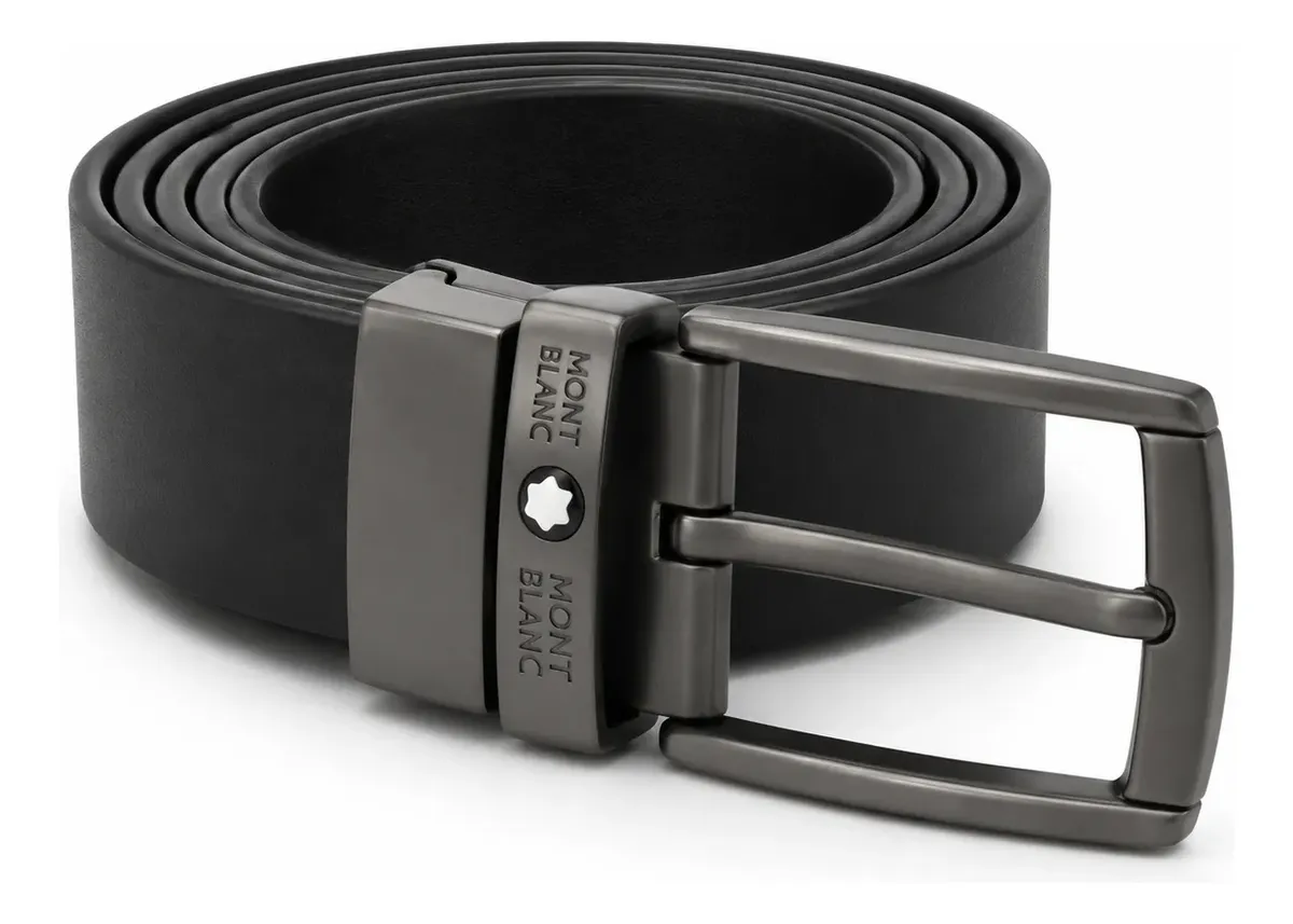 Cinto Couro Mont Blanc Reversivel Preto Marrom Masculino — foto 5