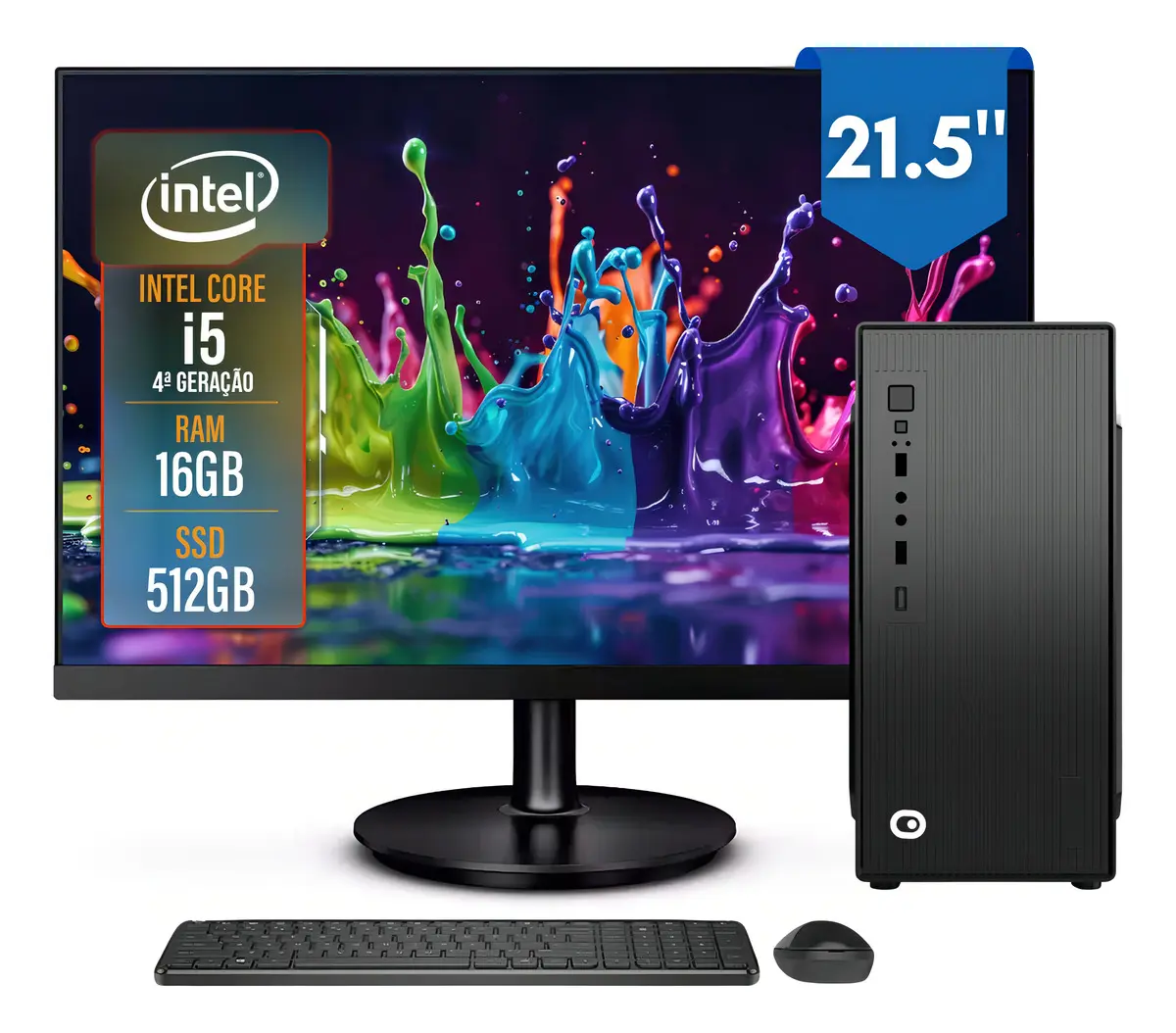 Completo 2Eletro Top Intel Core i5, 16GB RAM, SSD 512GB, Bivolt, Monitor 21.5" Full HD - CD2E-0123TO