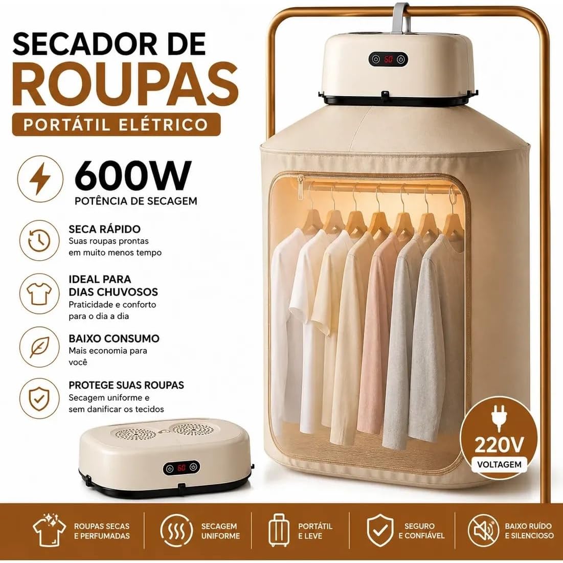 Secador de Roupas Elétrico Portátil 110V - Compacto e Leve — foto 2