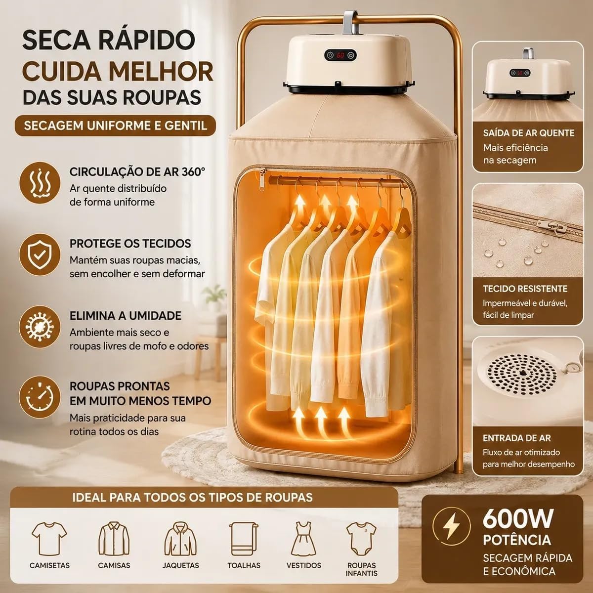 Secador de Roupas Elétrico Portátil 110V - Compacto e Leve — foto 5